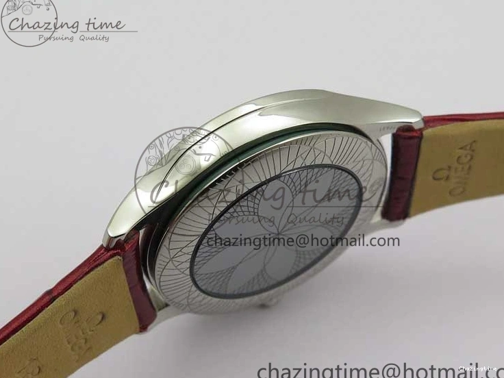 0402 Ladies’ De Ville Trésor Diamond SS 3AF 1:1 Best Edition White Dial On Red Leather Strap Swiss Quartz Snug 7885